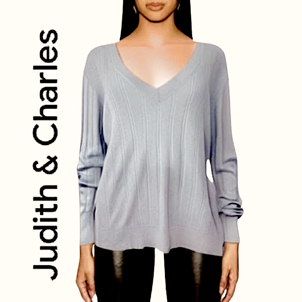 JUDITH & CHARLES.EUC.”RENNES" Pullover Long sleeve.Silk blend.Soft Pastel blue.L